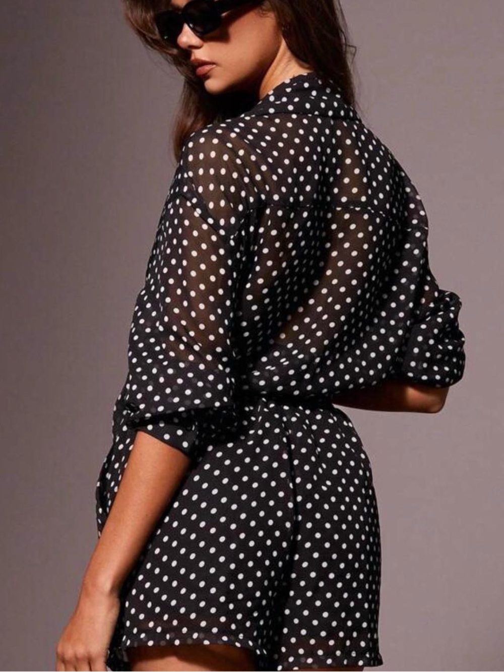 Black Polka Dot Sheer Romper